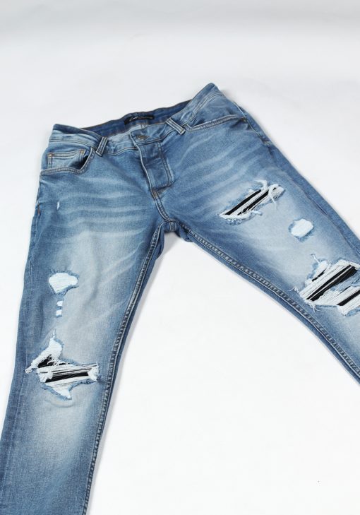 Voorkant Cotton Bright ultimate damaged denim heren skinny jeans met knoopsluiting
