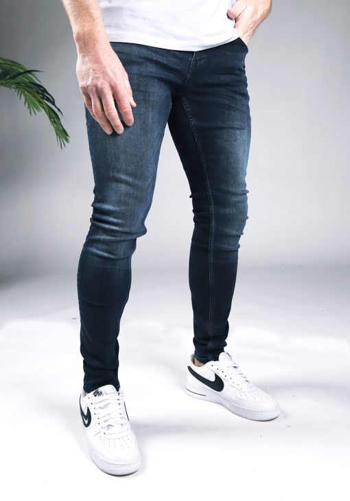 Rechter zijkant Purewhite The Jone Jeans Dark Blue heren skinny jeans.