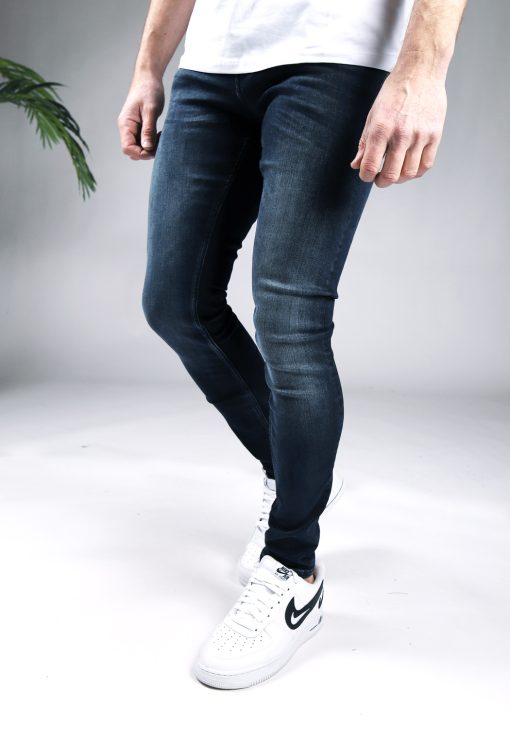 Linker zijkant Purewhite The Jone Jeans Dark Blue heren skinny jeans.