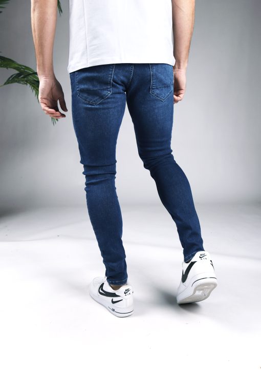 Achterkant Purewhite The Jone Jeans Mid Blue heren skinny jeans.