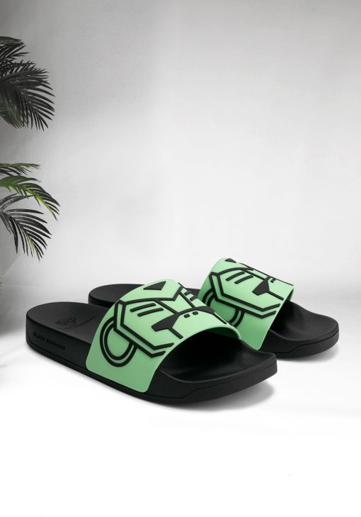 Vooraanzicht groene Black Bananas Commander slides slippers