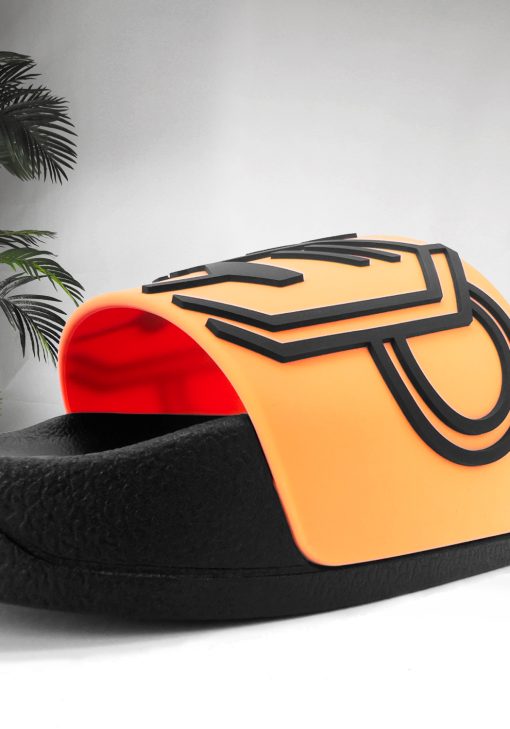 Close up oranje Black Bananas Commander slides slippers
