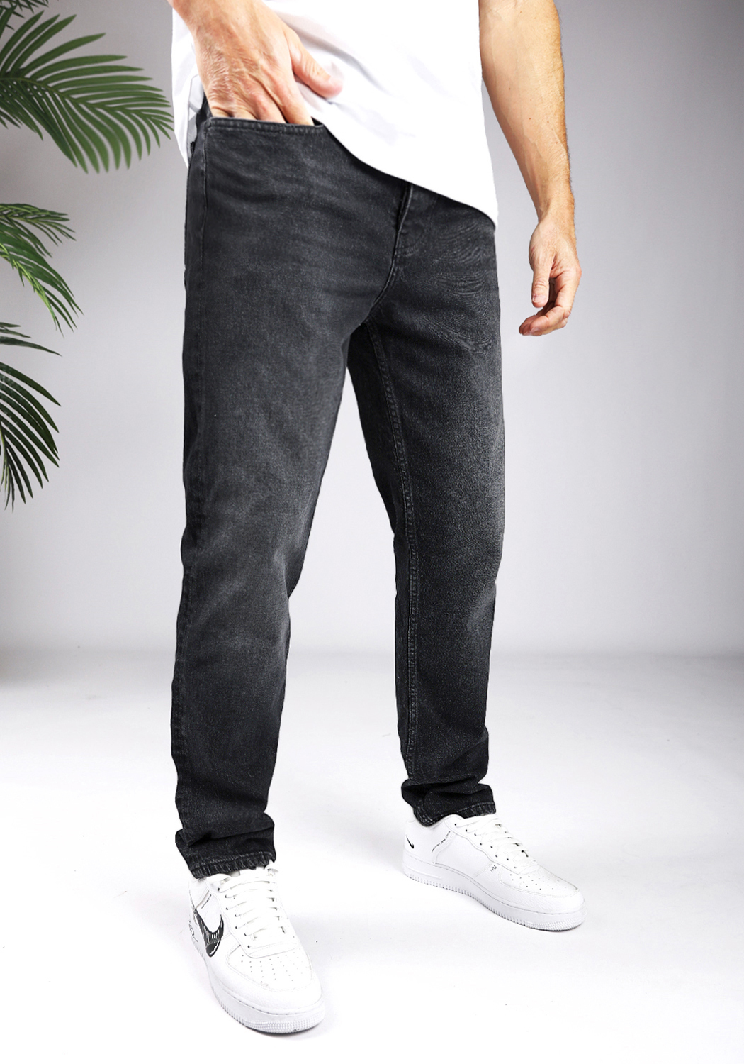 loose fit jeans - washed black 1b