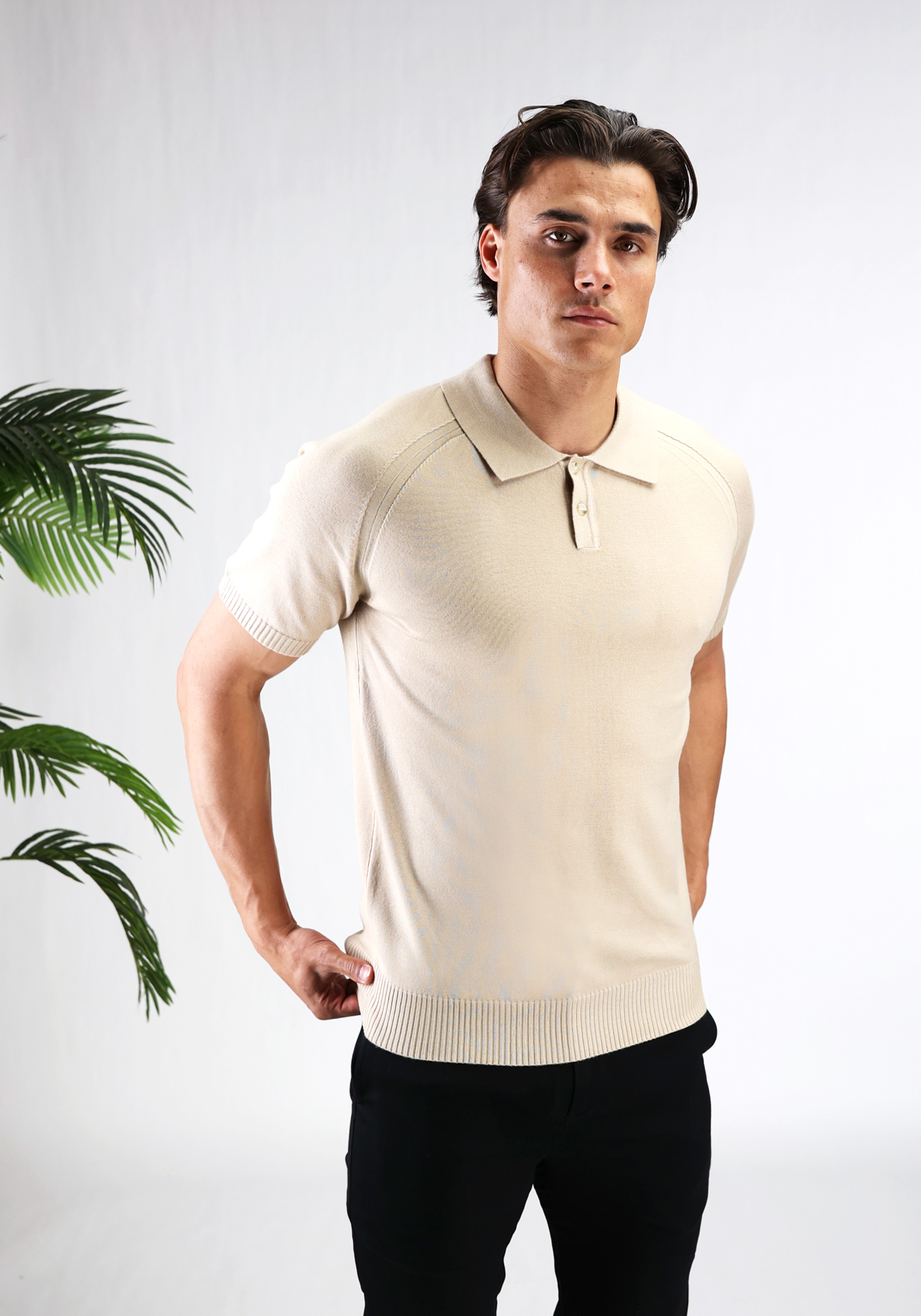 Soft Button Polo beige 5