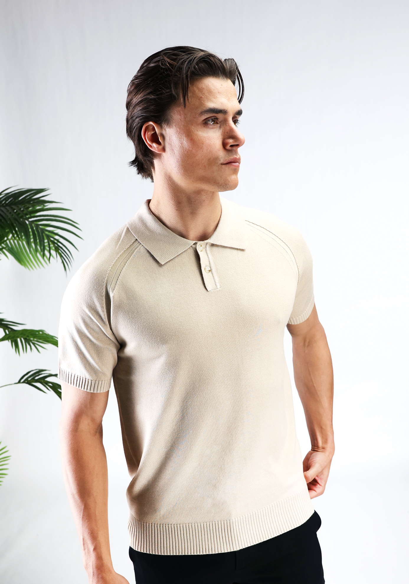 soft button polo beige 7
