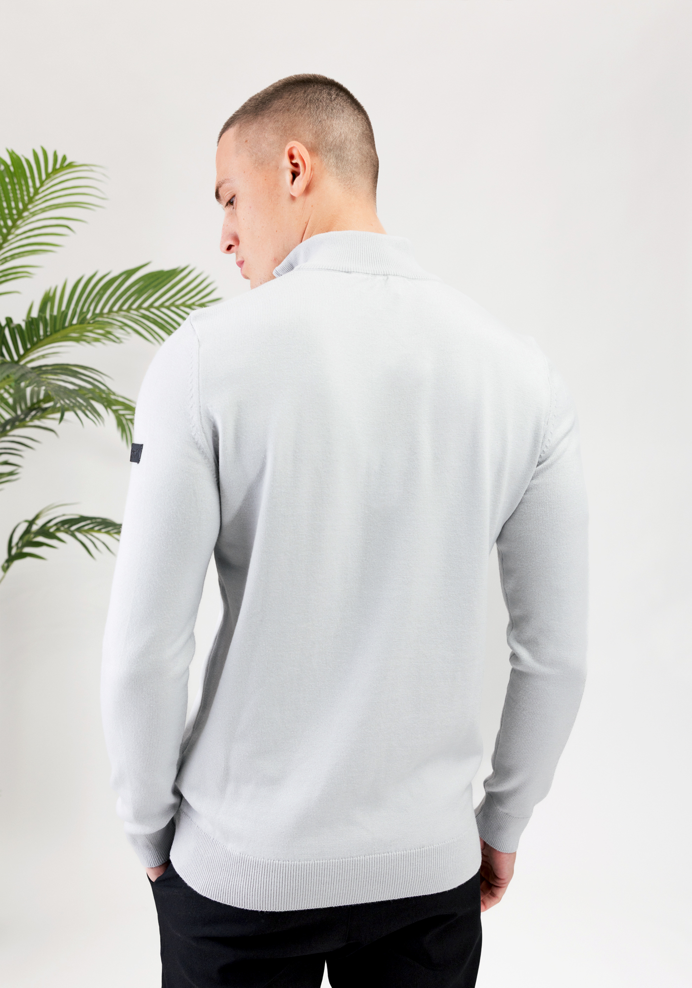 Malelions Knitted Quarter Zip ocean grey 3