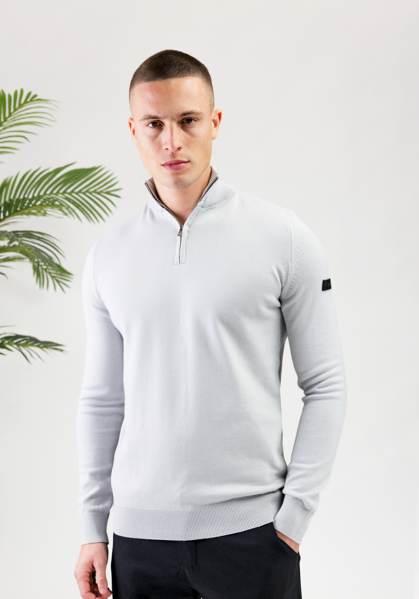 Malelions Knitted Quarter Zip ocean grey 4