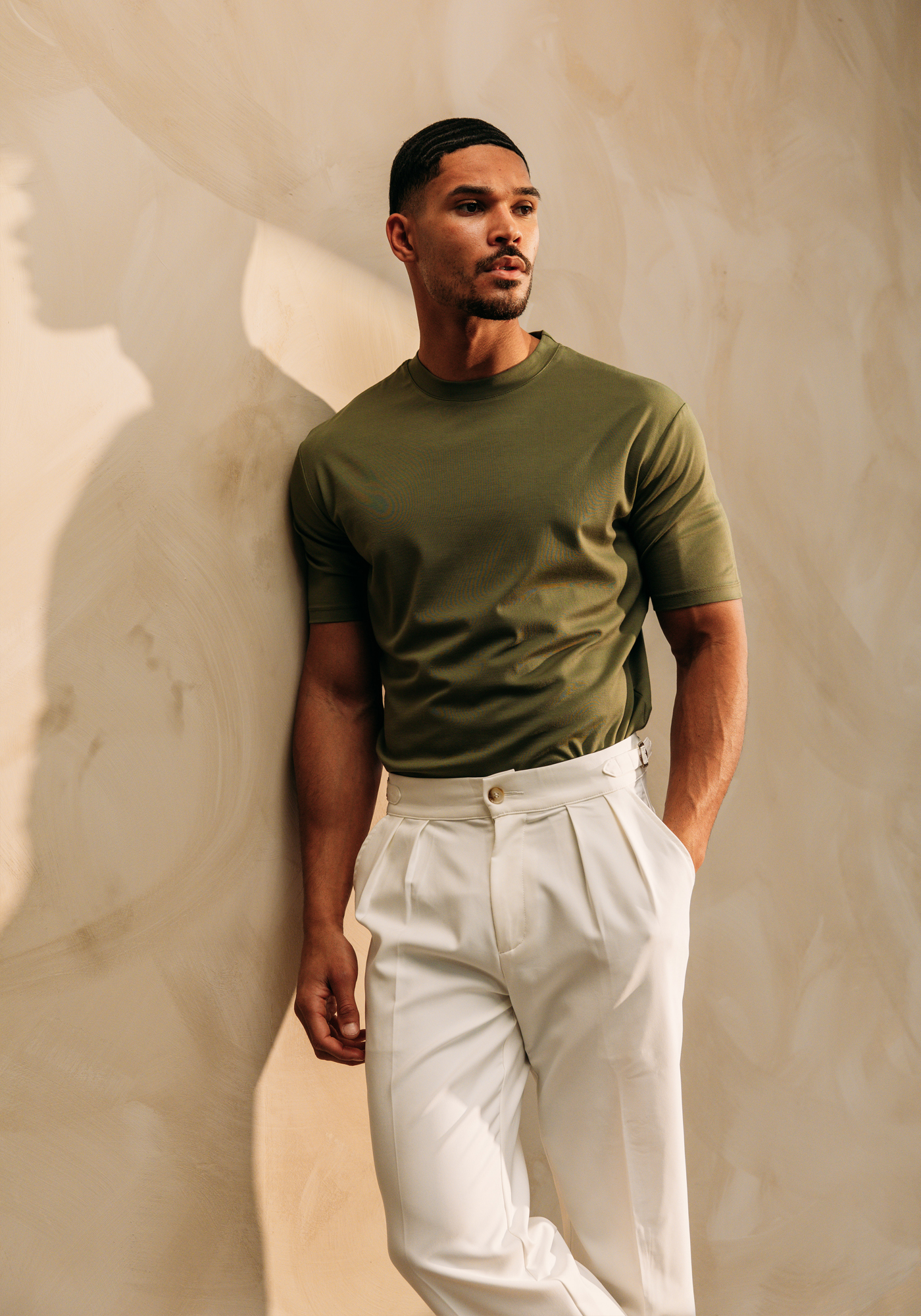 Pleated chino white wesley 2