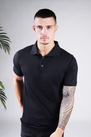 Cotton District BUTTON POLO BLACK