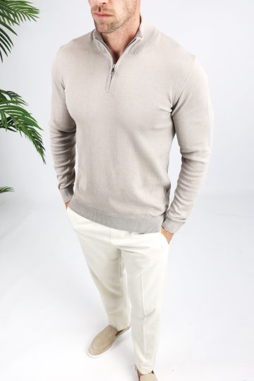 Cotton District COTTON HALF ZIP TAUPE
