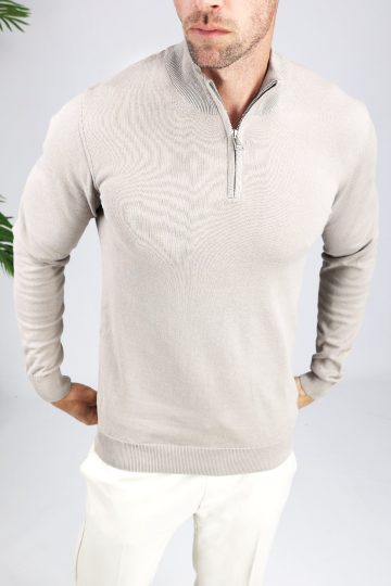 Cotton District COTTON HALF ZIP TAUPE