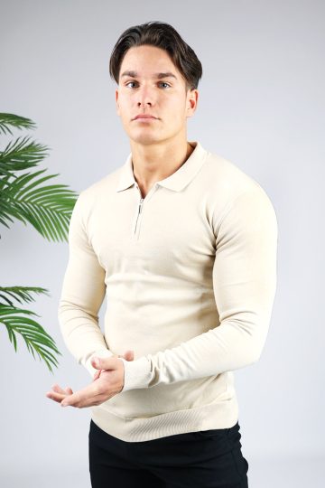 Cotton District LONGSLEEVE POLO BEIGE