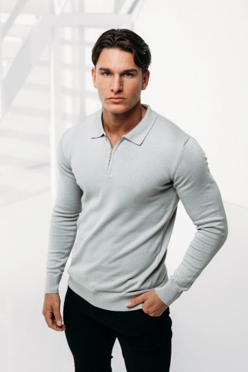Cotton District LONGSLEEVE POLO GREY