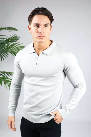 Cotton District LONGSLEEVE POLO GREY
