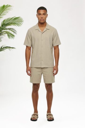 Cotton District MALELIONS EMBLEM SEERSUCKER SHIRT T-Shirts LIGHT TAUPE