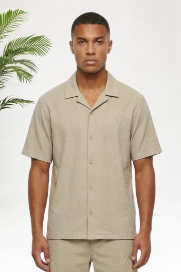 Cotton District MALELIONS EMBLEM SEERSUCKER SHIRT T-Shirts LIGHT TAUPE