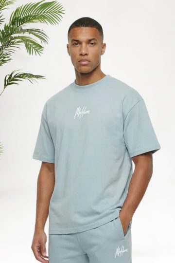 Cotton District MALELIONS OVERSIZED STRIPED SIGNATURE T-SHIRT T-Shirts ICE BLUE