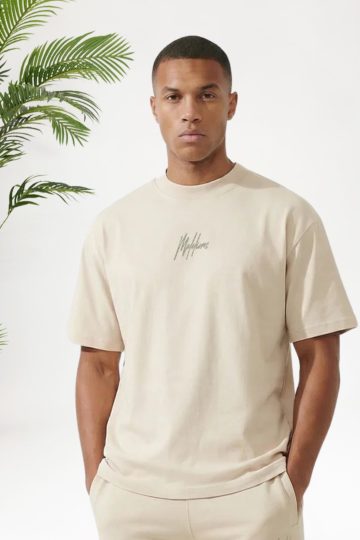 Cotton District MALELIONS OVERSIZED STRIPED SIGNATURE T-SHIRT T-Shirts LIGHT TAUPE