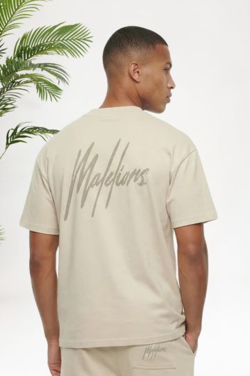 Cotton District MALELIONS OVERSIZED STRIPED SIGNATURE T-SHIRT T-Shirts LIGHT TAUPE