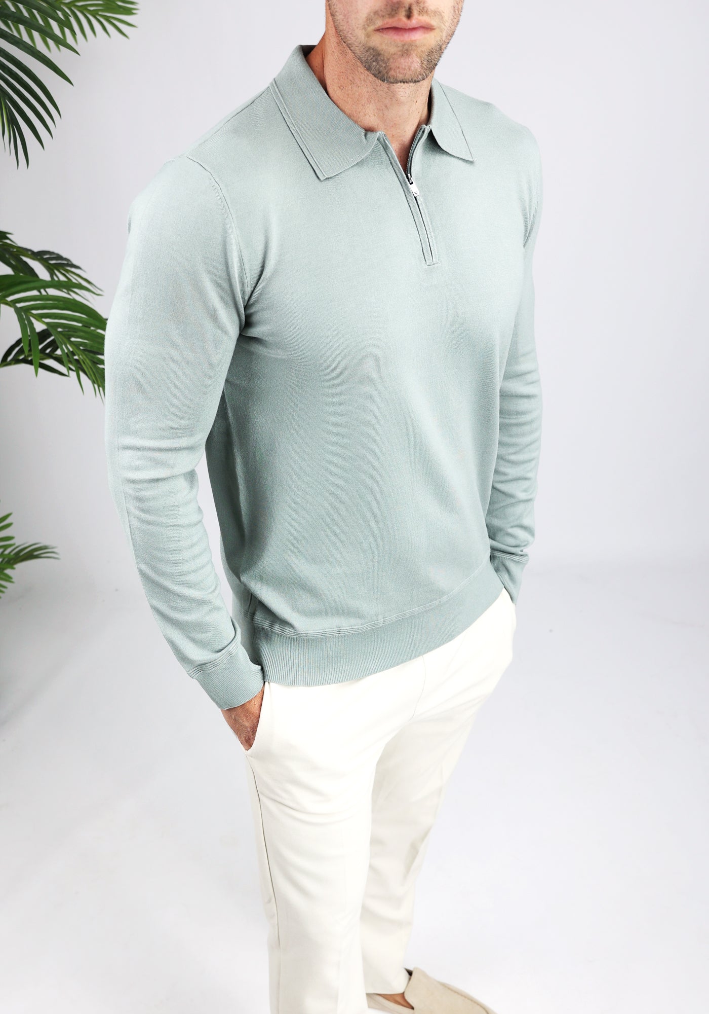 https://cdn.shopify.com/s/files/1/0935/6315/8909/files/PURE_PATH_HALF_ZIP_KNITWEAR_POLO--CD1094-ARMY_GREEN-1.jpg?v=1771524361 Cotton District PURE PATH HALF ZIP KNITWEAR POLO ARMY GREEN