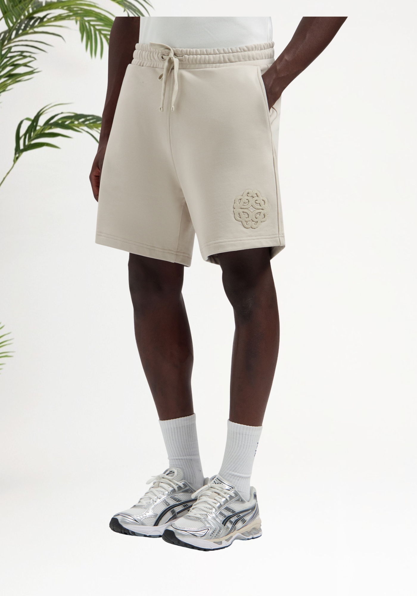 Emblem Badge Sweat Shorts - sand (3)