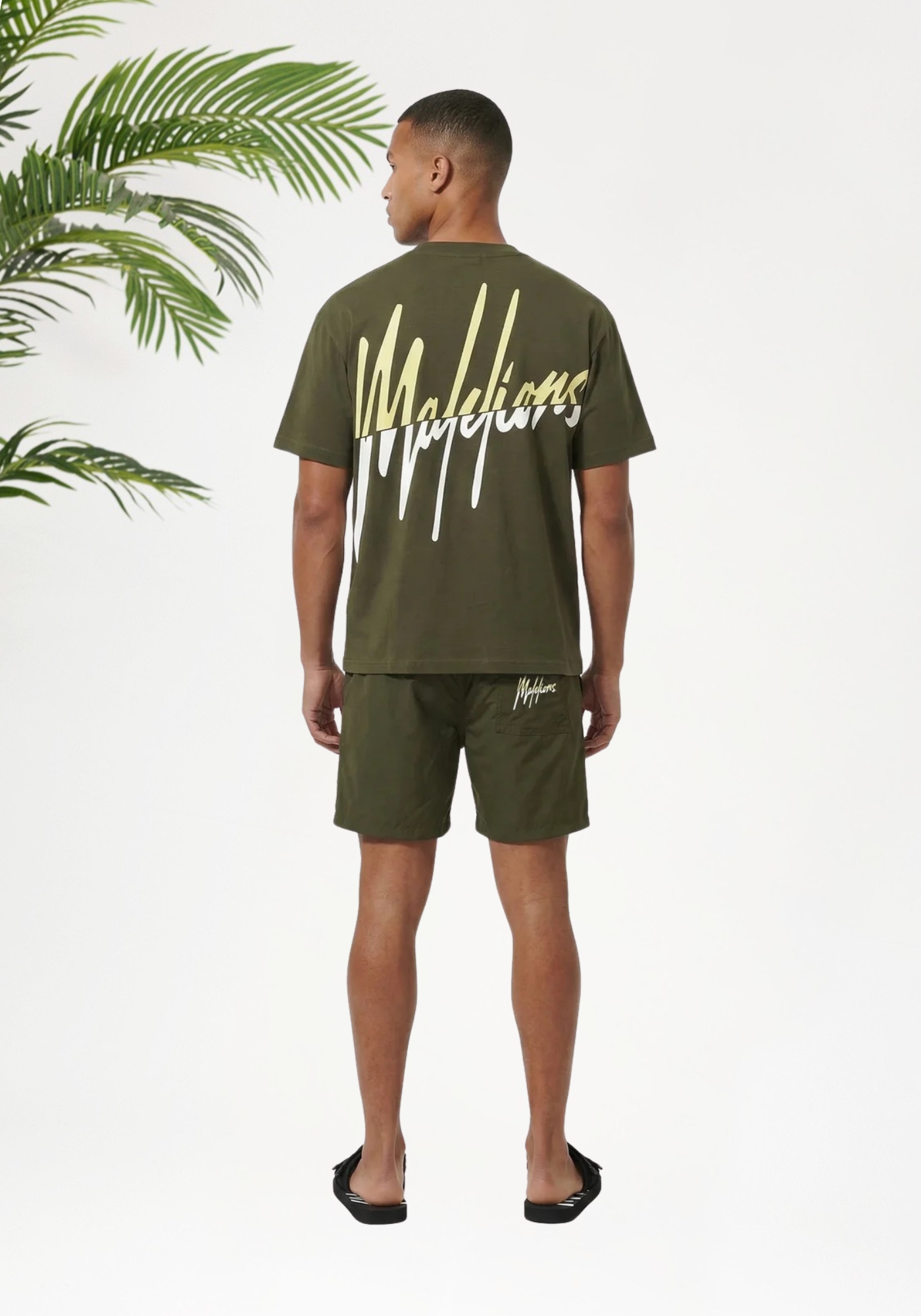 Malelions Men Split Swim Shorts _ Vintage Green