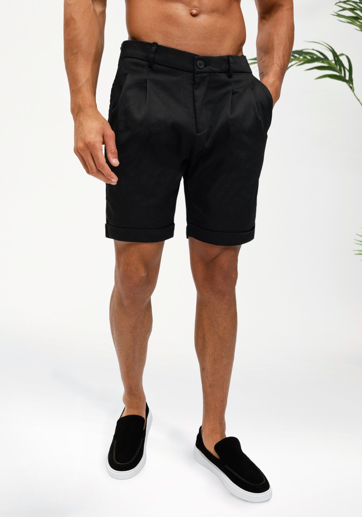pleated shorts black 2